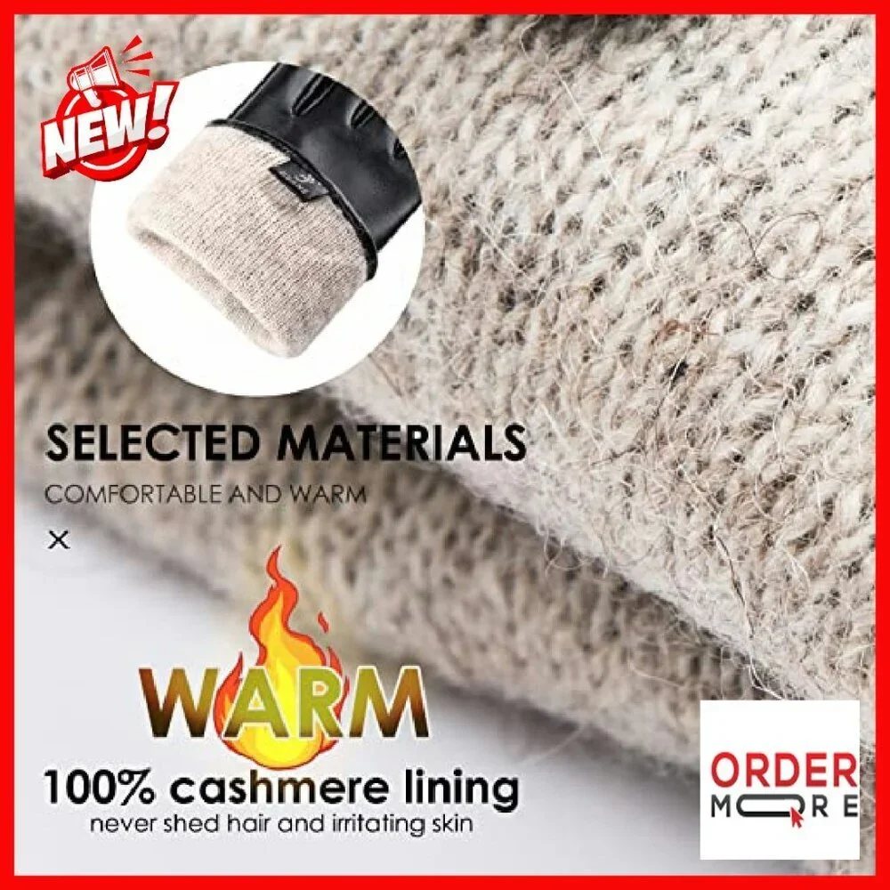 Women's Lambskin Leather Touchscreen Gloves, Cashmere Lined, Winter Driving